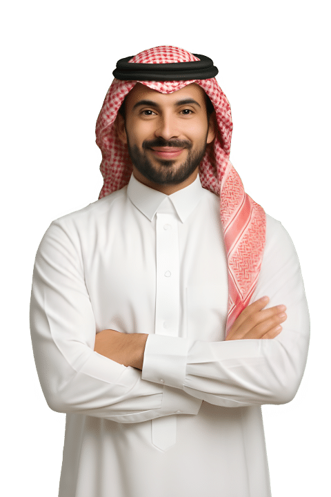 رجل سعودي واثق يمثل مستخدم MobiBrand لبناء البراند الشخصي من الجوال